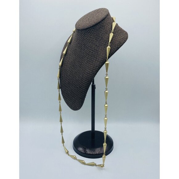 Lia Sophia RUMOR Cone Shaped Stations Matte Gold Tone Longer Necklace 40” - Picture 4 of 5